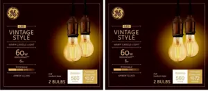 GE LED Vintage Style Warm Candle Light Dimmable 60w Amber 560 Lumens ( 4 Bulbs) - Picture 1 of 3