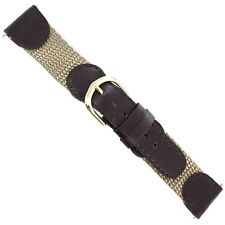 19mm Speidel Express Swiss Army Brown Leather Beige Nylon Sport Watch Band SHORT