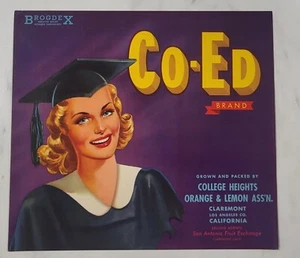 Label Co-Ed College Heights Citrus Oranges California Claremont Graduation - Picture 1 of 1