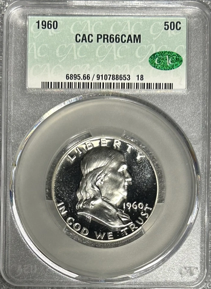 1960 Proof Franklin Half Dollar 50C CAC PR66CAM BX5-7 - Image 1 of 4