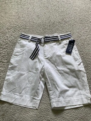 Chaps Women Belted Shorts White Petites 4P (28 x 9) - Image 1 of 4