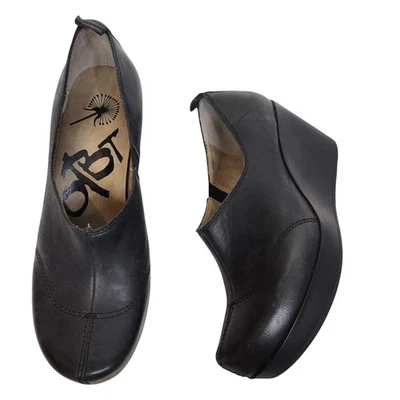 Zapatos OTBT para mujer talla 8,5 negros Washougal cuña plataforma cuero cómodo Foto 1 de 4