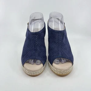 Amalfi Espadrille Sandal Platform Wedge Womens US 8.5M Navy/Beige Pillow Feet - Picture 1 of 8
