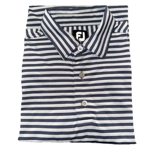 FootJoy FJ Golf Polo Shirt Men’s Medium Striped Performance Stretch EUC - Picture 1 of 8