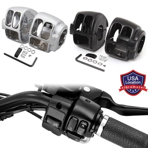 Chrome Black Handlebar Control Switch Housing Cover For Harley Softail Heritage - Picture 1 of 15