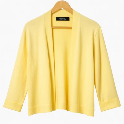 Verve Ami Yellow Open Front Cardigan Sweater Lightweight Rayon Blend Women’s - Image 1 of 4