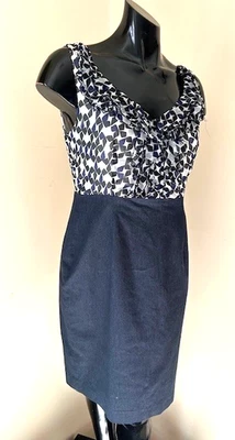 KAY UNGER Vestido Sin Mangas Línea A Talla 12 Volantes Corpiño Negro Mezcla Algodón Falda Foto 1 de 4