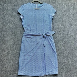 J McLaughlin Midi Short Sleeves Dress Womens Faux Wrap Catalina Cloth Light Blue - Picture 1 of 12