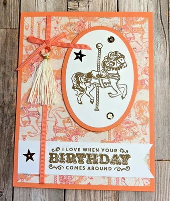 Stampin Up GREETING CARD KIT x4 +Env ~ Carousel Birthday Foto 1 de 2