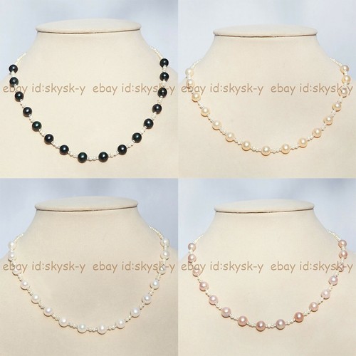 VETEMENTS Collana di perle d'acqua dolce bianche nere rosa viola naturali originali 3 9 mm 18 pollici
