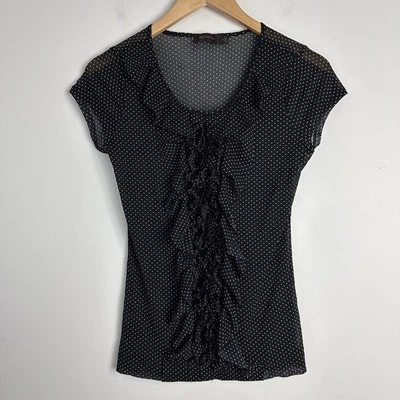 Top de hadas transparentes Y2K negro con volantes a lunares talla pequeña caprichoso Foto 1 de 4