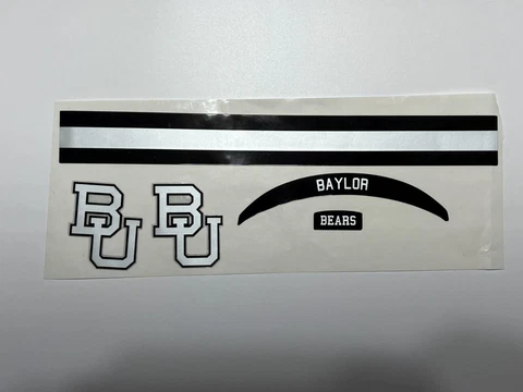Baylor Bears Metallic Black & Silver "BU" Mini Football Helmet Decal Set Cover