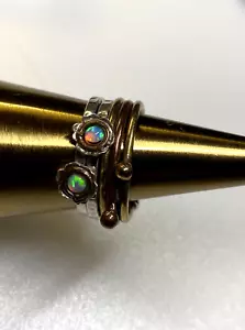 Sterling Silver 925 Ring Three Metals Copper Brass Opal Triplet 6.02g Size O1/2 - Picture 1 of 7