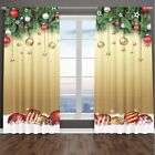 Winter Christmas Red Ball 3D 2 Panels Window Curtains Blockout Drapes Fabric