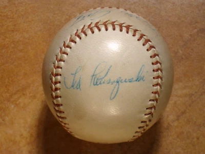 TED KLUSZEWSKI LARRY GOETZ UMP DUAL SIGNED AUTOGRAPH 1962 MONTGOMERY BALL PSA   - Image 1 of 4
