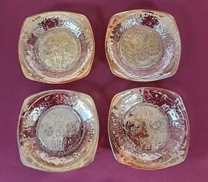 Floragold Jeannette Louisa Depression Glass 5 1/4" Dessert Plates (#2) Set of 4 - Picture 1 of 5