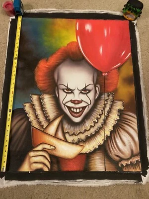 1 OF 1 PENNYWISE IT MOVIE Halloween CLOWN Art OIL Canvas Hand Painting 35 X 28 - Image 1 of 3