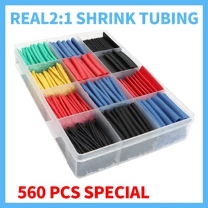 560Pcs Heat Shrink Tubing Insulation Shrinkable Tube 2:1 Wire Cable Sleeve Kit - Picture 1 of 9