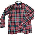 POLO RALPH LAUREN PLAID MEN'S SIZE LARGE LEATHER PATCH HUNTING SHIRT