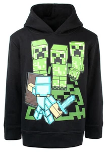 Minecraft Boys Hoodie Black Sweatshirt Creeper Jersey Long Sleeve Top Age 6-12 - Picture 1 of 7
