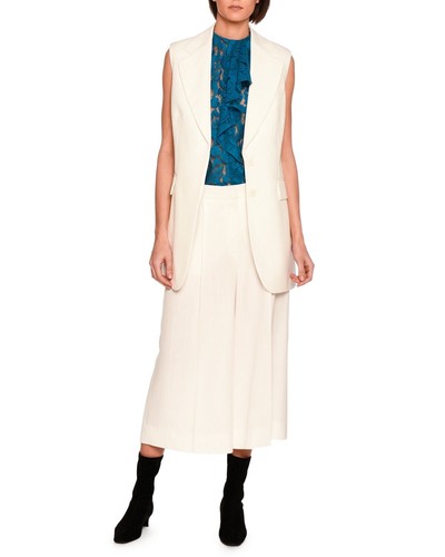 OFF WHITE Gilet giacca seno singolo Stella McCartney Becka bianco sporco taglia 12