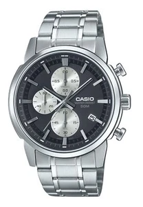 Casio Chronograph Stainless Steel Black Dial Analog MTPE510D-1A2V 50M Mens Watch - Picture 1 of 3