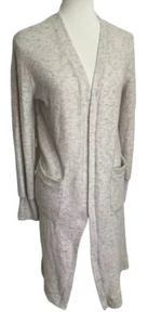 Betsey’s Boutique Shop Duster Womens Medium Open Front Pockets Beige - Picture 1 of 7