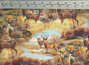 QT ~ Whitetail Deer Trophy Buck Scenic  27602-X  ~ 100% Cotton Quilt Fabric BTY - Picture 1 of 1