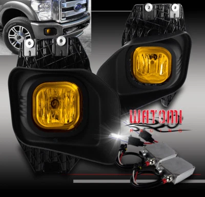 11-16 FORD SUPER DUTY F250 F350 BUMPER YELLOW FOG LIGHTS+50W 6K HID+COVER+SWITCH - Image 1 of 3