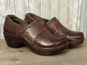 Ariat Shoes Womens Size 6.5 B Ashland Studded Clogs Tooled Leather Brown Comfort - Picture 1 of 9