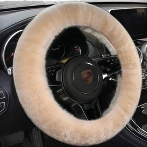 Universal Funda Para Volante De Felpa 15 Pulgadas Carro Invierno Beige Protector - Picture 1 of 7