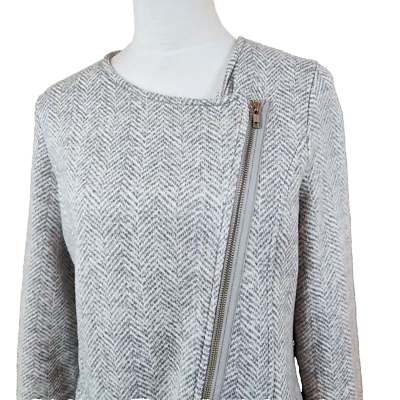 Chaqueta Banana Republic Mujer Espiga Talla Mediana Gris Polar Cremallera Completa Abrigo Foto 1 de 4