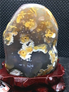Rare shape! Natural beautiful flower agate home decoration rough polishing+stand - Picture 1 of 10