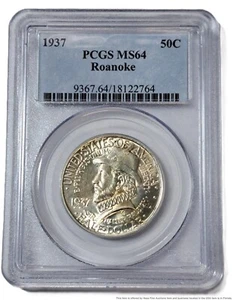 1937 P Roanoke Commemorative Half Dollar PCGS MS 64 50C Coin - Picture 1 of 4