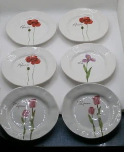 Vintage Opificio Etico Ceramiche Blumen Salatteller Set/5 Mohnblumen/Tulpen/Iris Italien - Bild 1 von 23