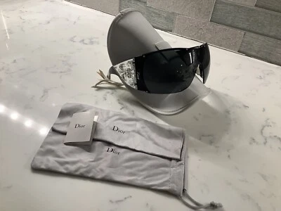 christian dior sunglasses women Rare Oversized Black With  Glass Rhinestone New - Image 1 of 4