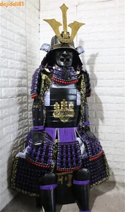 Japanese Wearable Armor Outfit Samurai Toyotomi Big Horns Black Helmet Costume - Picture 1 of 7