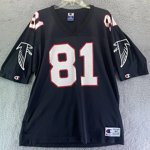 Champion Terance Mathis Atlanta Falcons jersey black #81 Sz L 44 Vintage Rare Cover