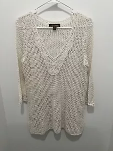 Tommy Bahama Bathing Suit White Mesh Cover Up Linen Blend Women's Medium - Picture 1 of 6