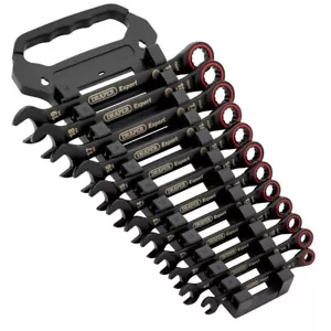 Draper Expert 12 Piece Hi-Torq Black Ratchet Combination Ring Spanner Set, 03896 - Picture 1 of 4