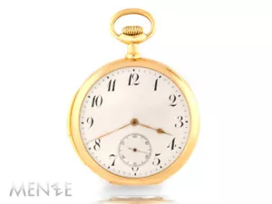 Taschenuhr Handaufzug 585/- Gelbgold Minutenrepetition ø 53mm White Arab (14399) - Bild 1 von 13