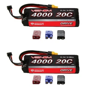 Venom 20C 3S 4000mAh 11.1V LiPo Battery with Universal Plug System x2 Packs - Picture 1 of 3