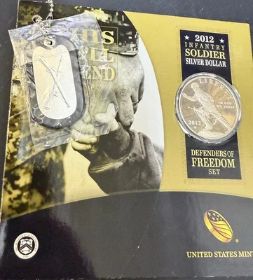 2012-W Infantry Soldier Commem Proof Silver Dollar US Mint Box W/Dog Tag - Image 1 of 4