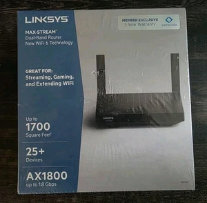 Linksys Max-Stream AX1800 Dual-Band Wi-Fi 6 Router - Black - Picture 1 of 4