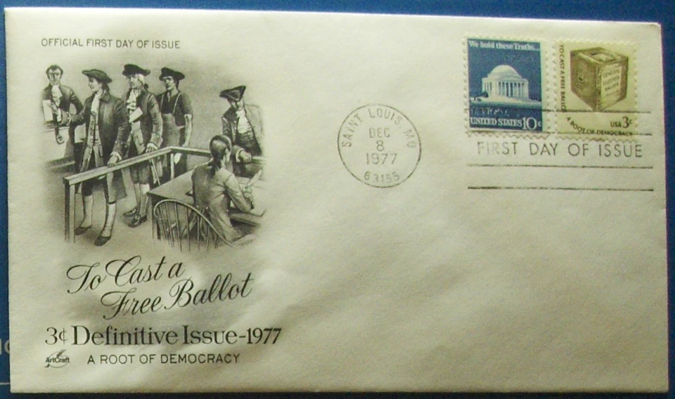 US FDC  TO CAST a FREE BALLOT Art Craft 1977. - Image 1 of 1