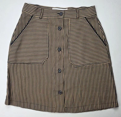 Minifalda para mujer mango marrón/negro rayas bolsillos abotonados talla XS  Foto 1 de 4
