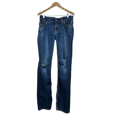 Pantalones de mezclilla Silver Jeans Co Suki Baby Bootcut para mujer W31 L33 lavado medio desgastados Foto 1 de 4