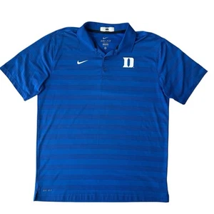 Duke Blue Devils Nike Golf Polo Shirt Mens XL Blue Striped Dri Fit 295 - Picture 1 of 9