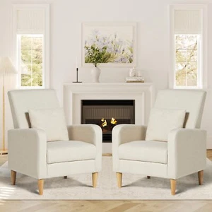 Fabric Accent Living Room Chairs Set of 2 Reading Side Chair Single Sofa - Picture 1 of 14