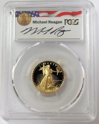 1988 P GOLD REAGAN SIGNED $10 PROOF AMERICAN EAGLE 1/4oz PCGS PR 69 DCAM - Image 1 of 2